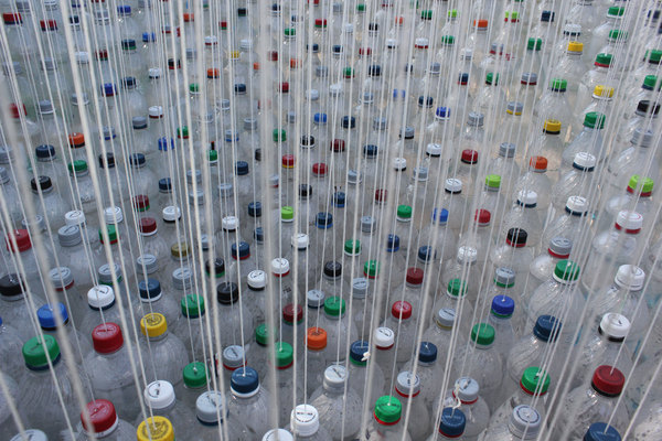 Parking canopy made of recycled plastic bottles