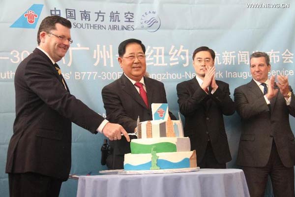 Direct flights link China's Guangzhou, New York