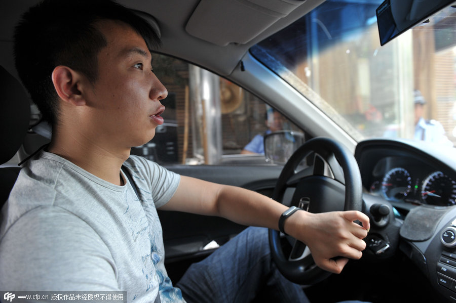 A young part-time chauffeur on the road