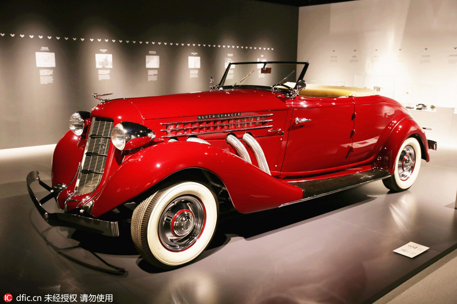 Antique cars, typewriter and telephone on display in Shanghai