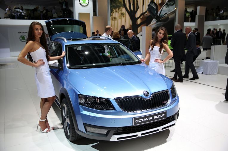 Models with Skoda at Geneva motor show