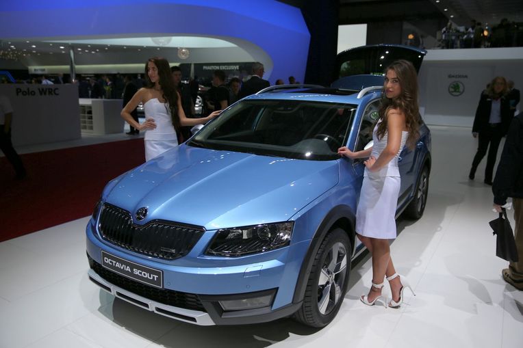 Models with Skoda at Geneva motor show