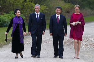 Chinese president visits Belgian plant of Volvo