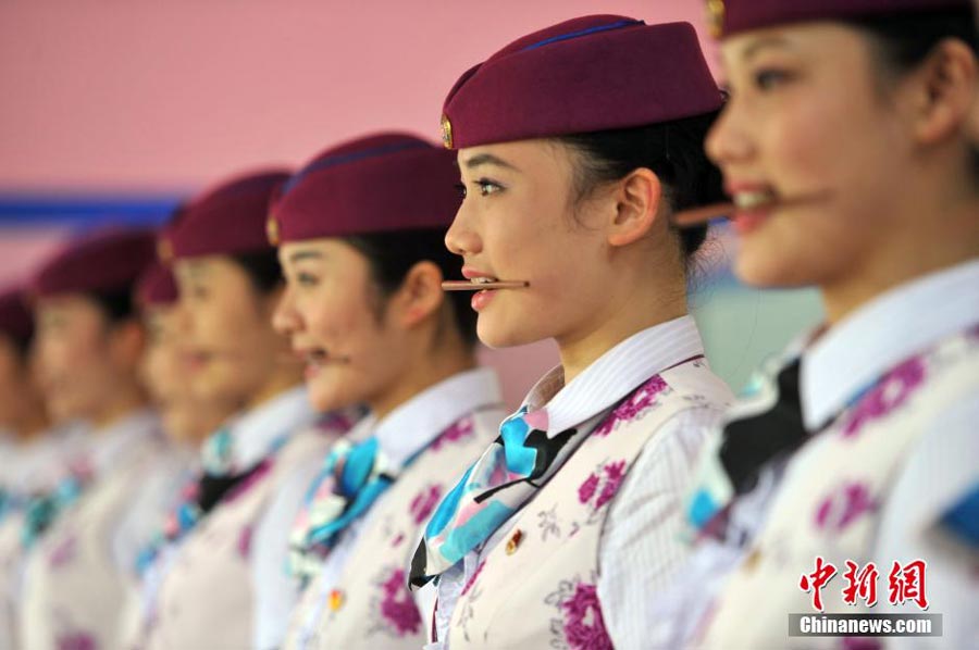 High speed train attendants receive training in Chongqing