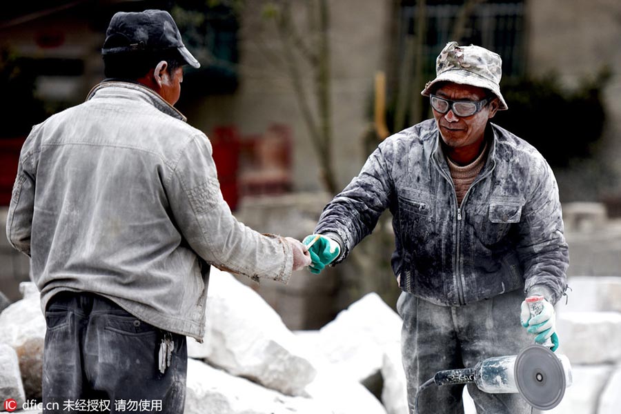 The snowy world of a tombstone carver