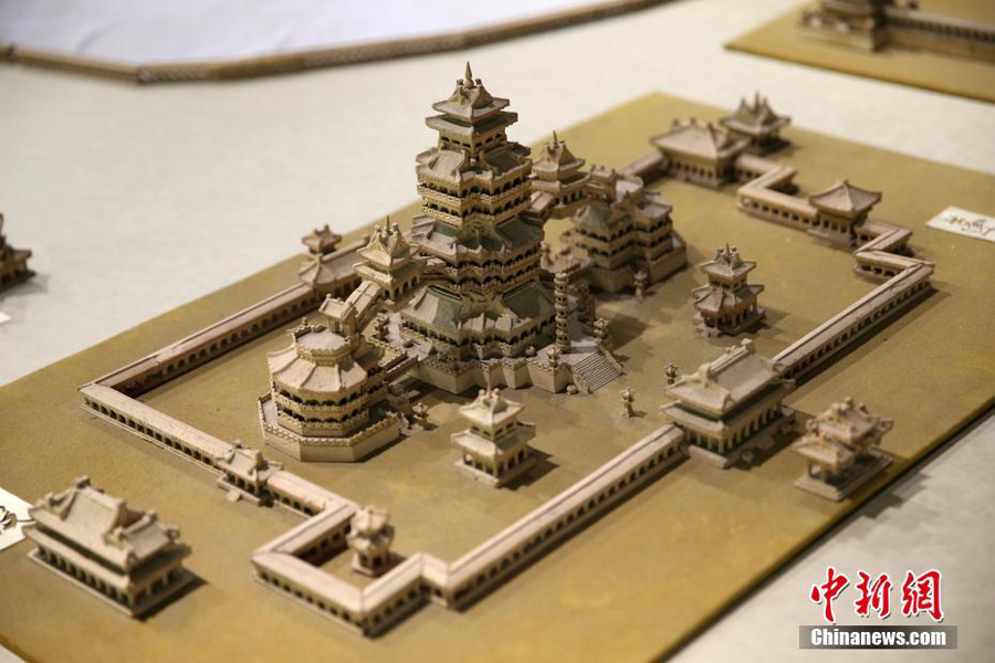 Brick miniature of ancient palace on display in Xi'an