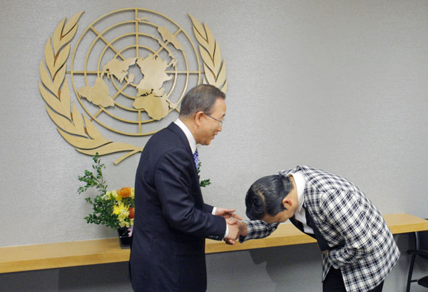 UN chief meets South Korean pop star