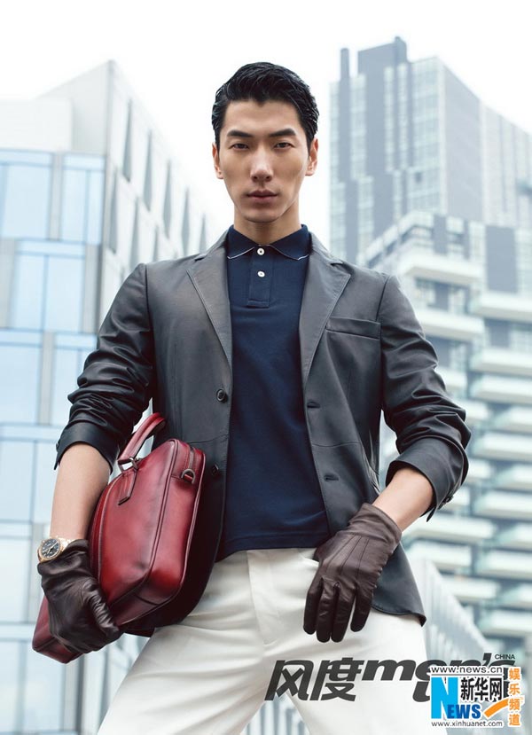 Supermodel Zhang Liang poses for Men's Uno