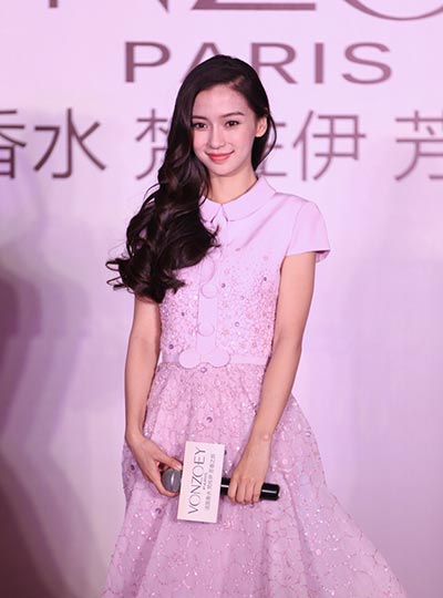 Angelababy promotes perfume in Beijing