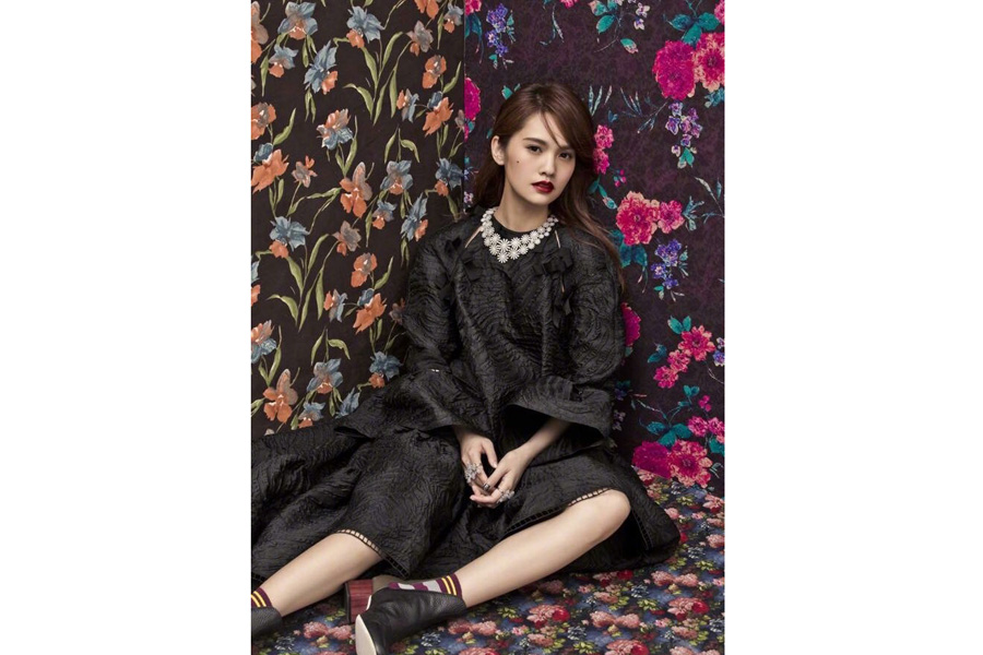 Actress-singer Rainie Yang poses for fashion magazine