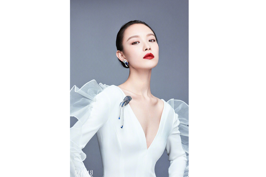 Chinese actress Ni Ni poses for fashion magazine