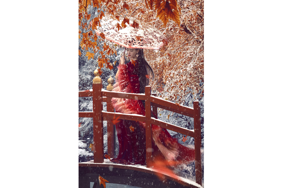 Actress Zhang Tianai poses for fashion magazine