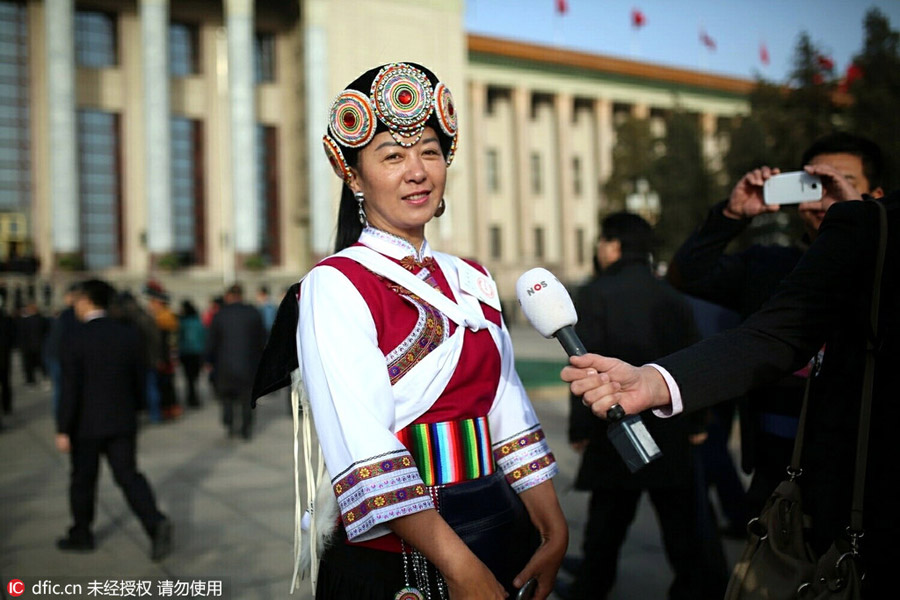 Ethnic minority delegates attend NPC session