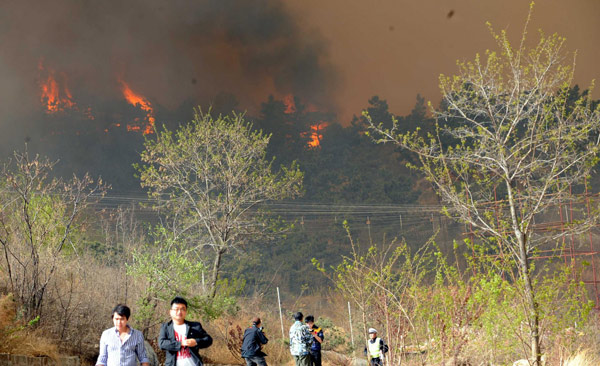 Mountain fire breaks out in E China