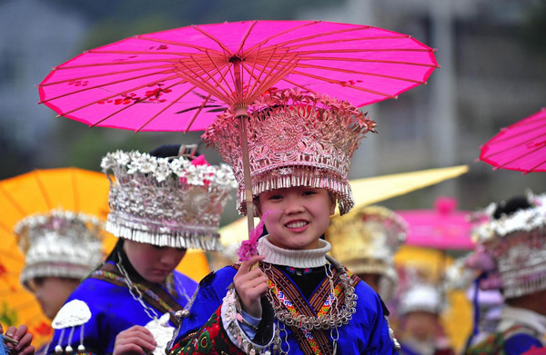 Miao people celebrate traditional festival 