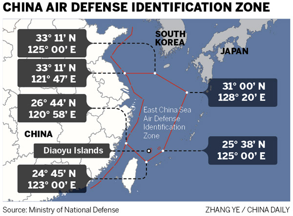 China maps out its first air defense ID zone