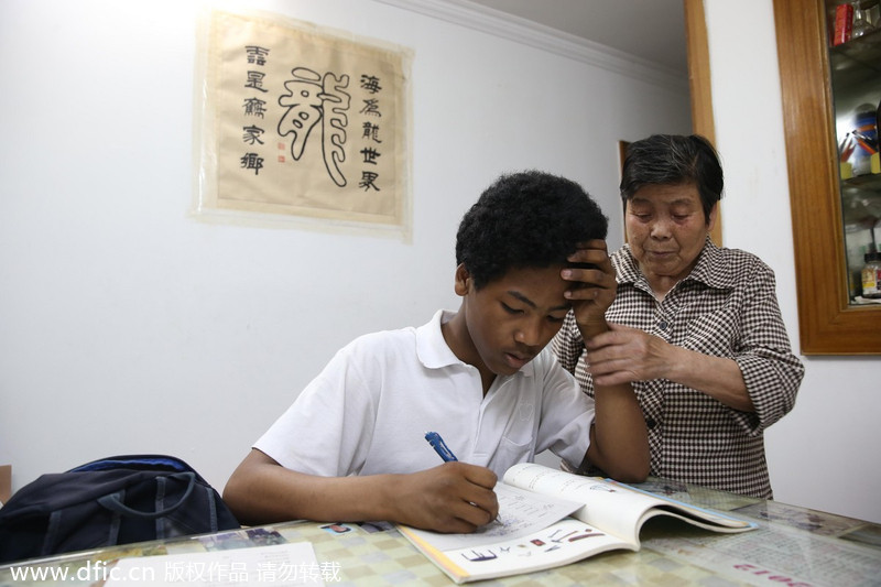 Shanghai woman and her black grandson