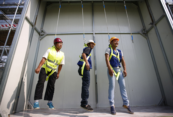 Construction workers undergo safety training