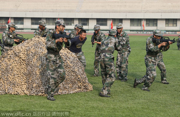 Tsinghua University students participate in military training