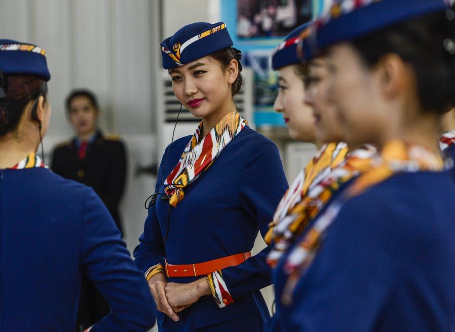 Stewardesses for first high-speed railway in Xinjiang