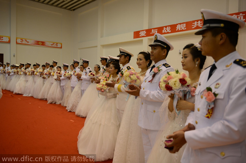 Group wedding before setting sail