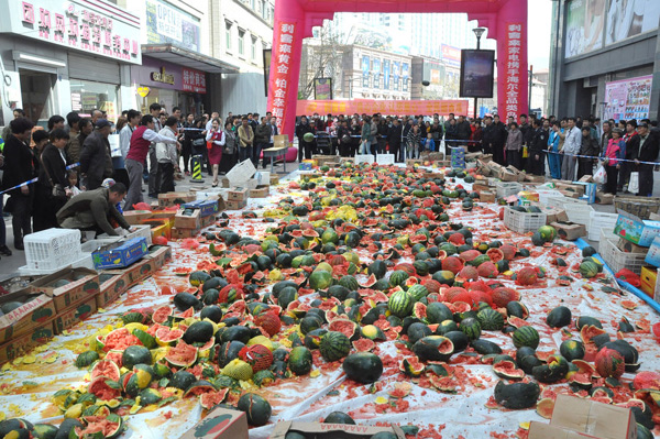 A smashed watermelon is a good melon