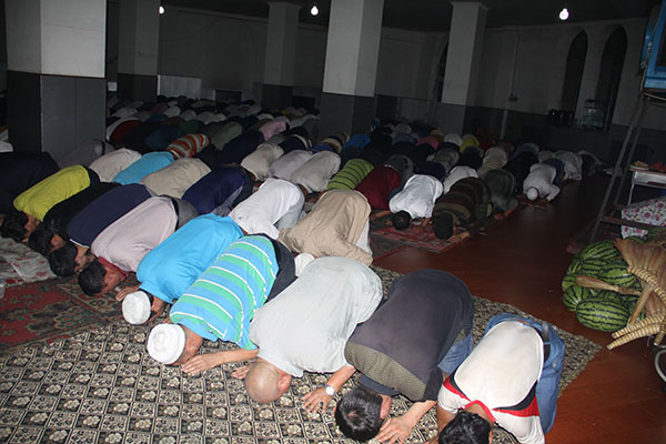 Muslims attend a prayer in Xinjiang