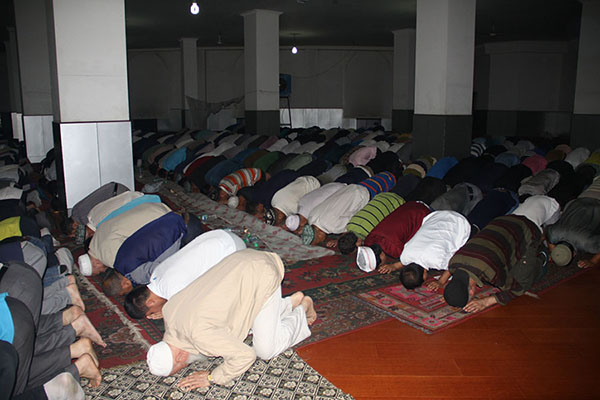 Muslims attend a prayer in Xinjiang