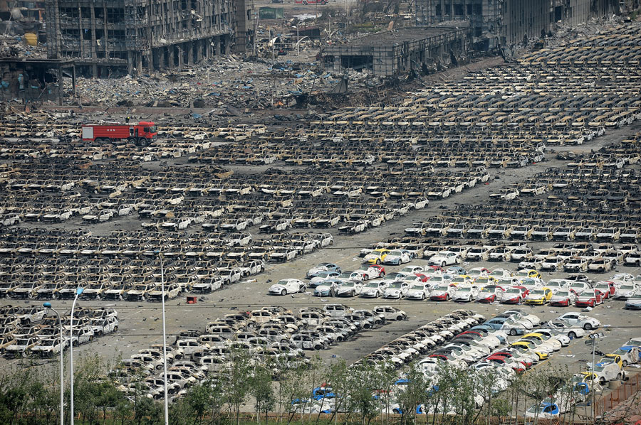 Before and after photos of Tianjin Port