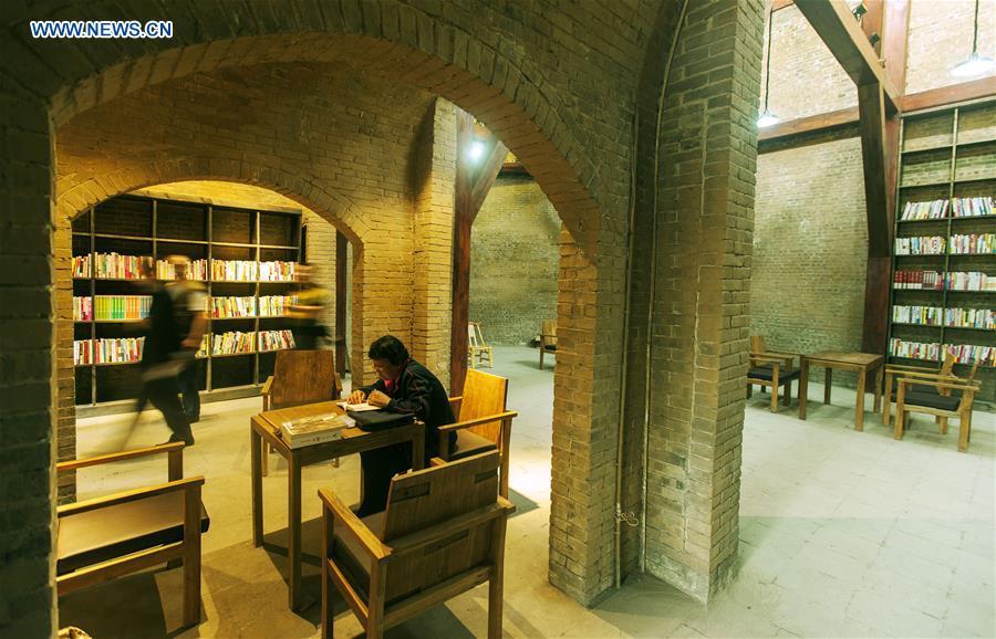 Library modified from cave dwellings attracts readers in NW China