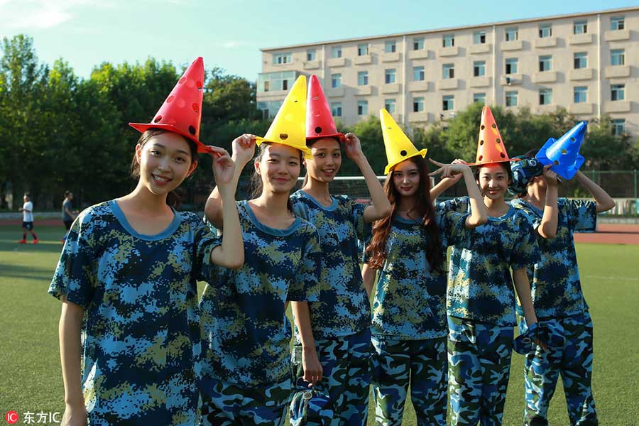 Freshmen show dance skills during military training