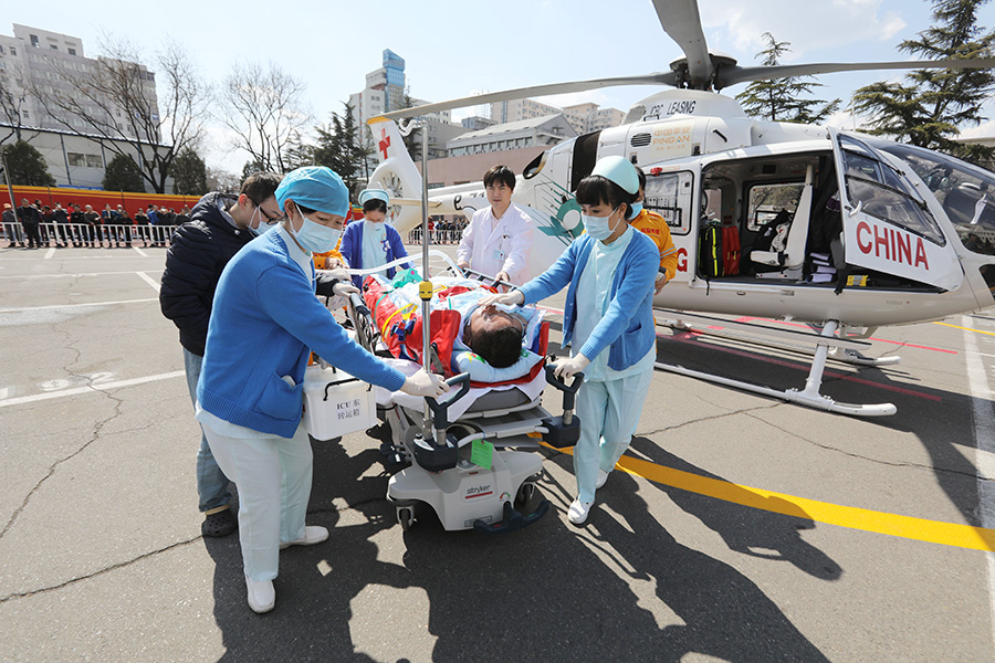 Helicopter assists medical rescue in Beijing