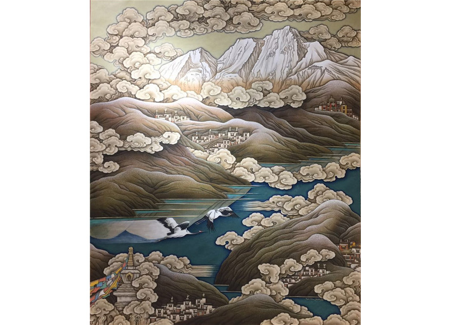 Contemporary Tibetan-styled oil painting exhibition held in Lhasa