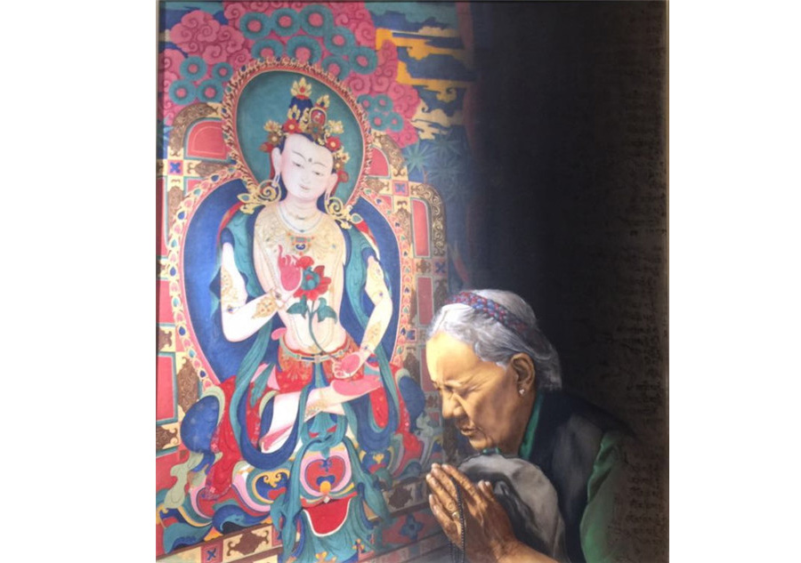 Contemporary Tibetan-styled oil painting exhibition held in Lhasa