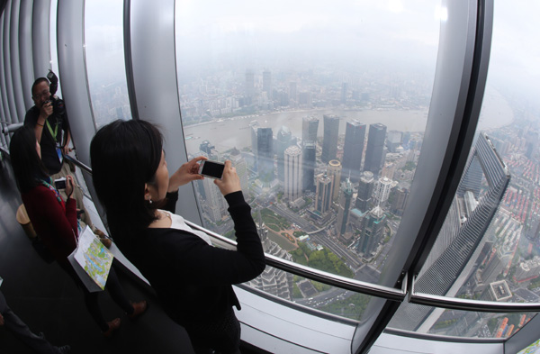 Shanghai Tower offers airy city views