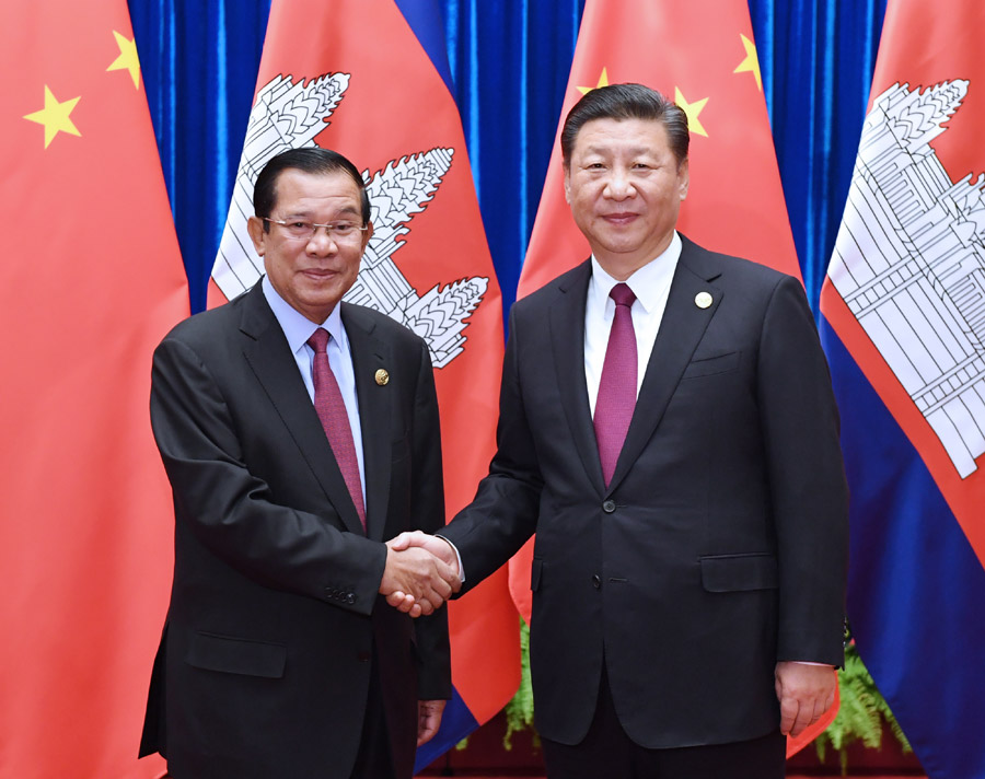 Xi meets Aung San Suu Kyi and Samdech Techo Hun Sen