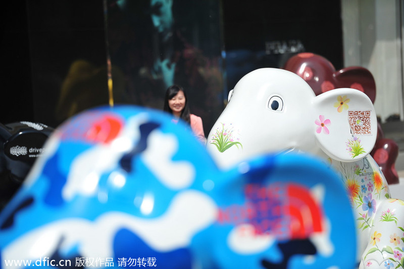 Elephant statues line Shenyang street