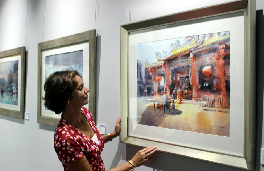 Artists from Asia display watercolors in Suzhou