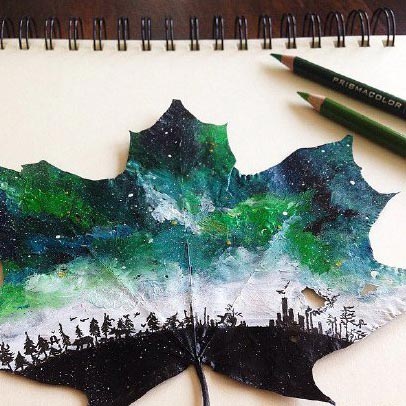 Painting on fallen leaves