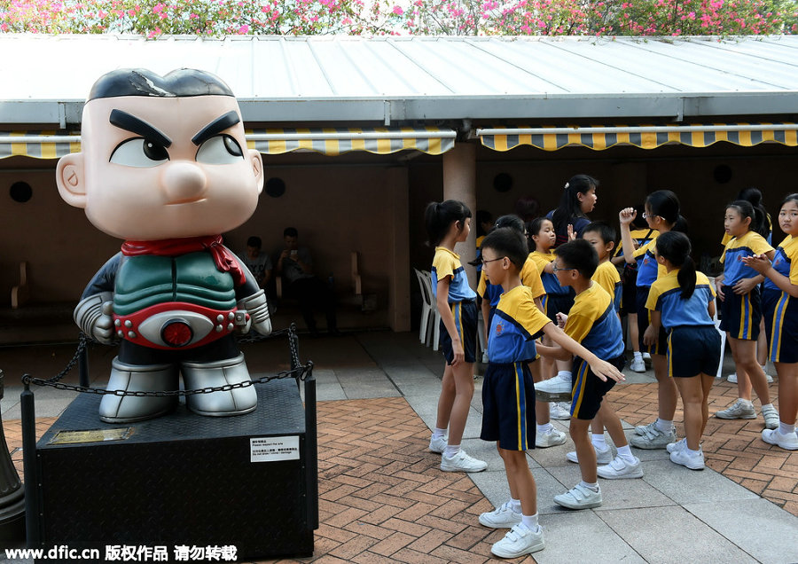 Statues of comic characters at the HK Avenue of Comic Stars