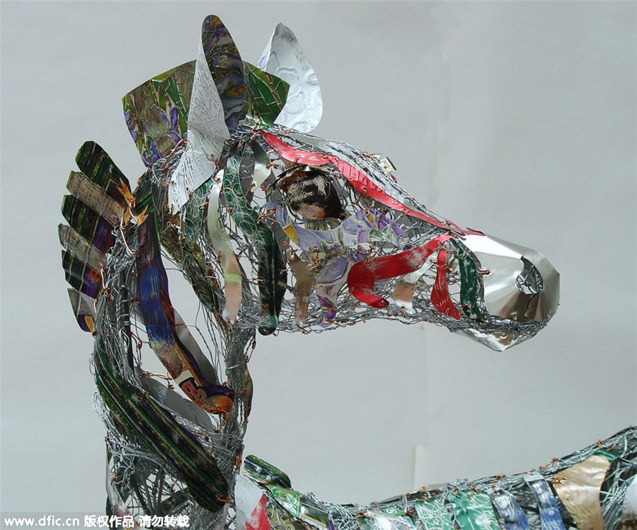 British sculptor recreates beautiful art from junk