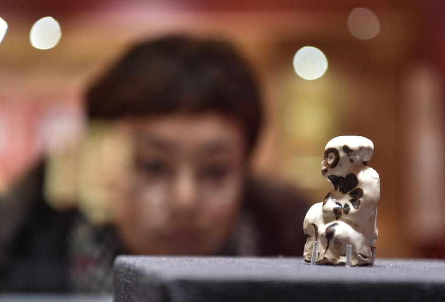 Artworks of monkey figures exhibited in Beijing