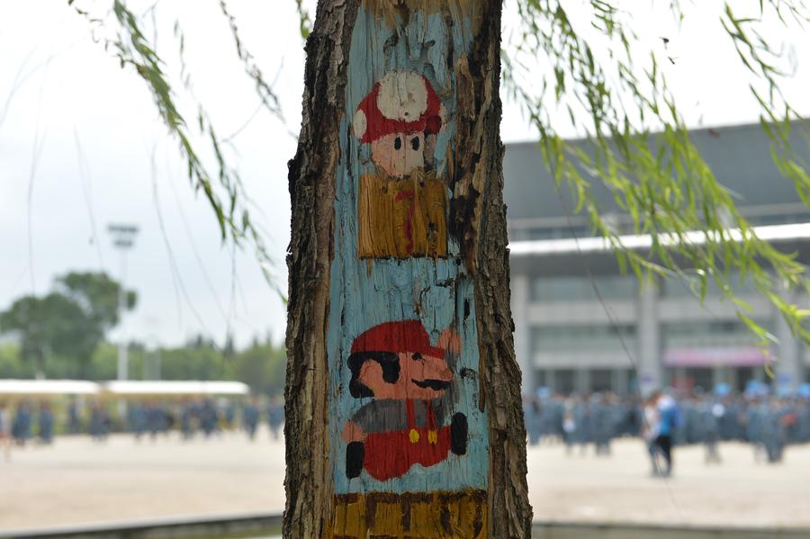 Tree hollow paintings created to greet freshmen