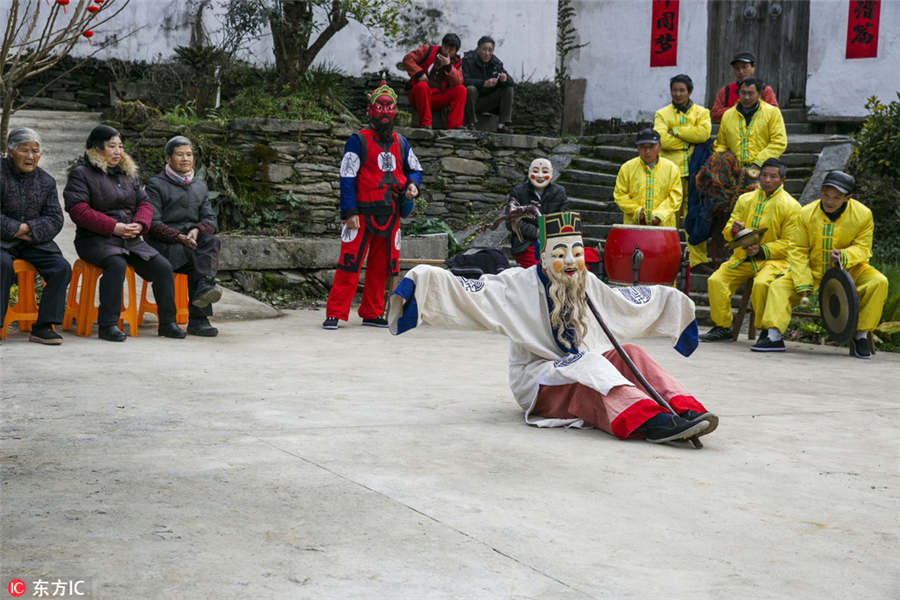 Nuo dance performed to embrace Chinese New Year