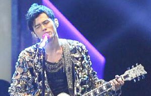 Singer Jay Chou performs during concert in Nanjing