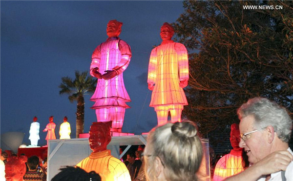 Shaped lanterns light up to celebrate Chinese Lunar New Year in Sydney