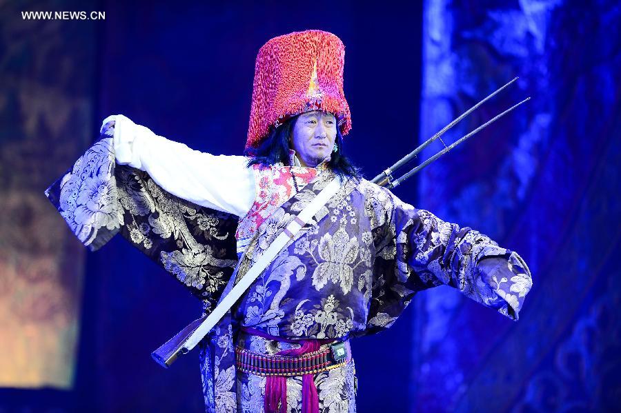 Traditional Tibetan costumes presented in Yushu, NW China