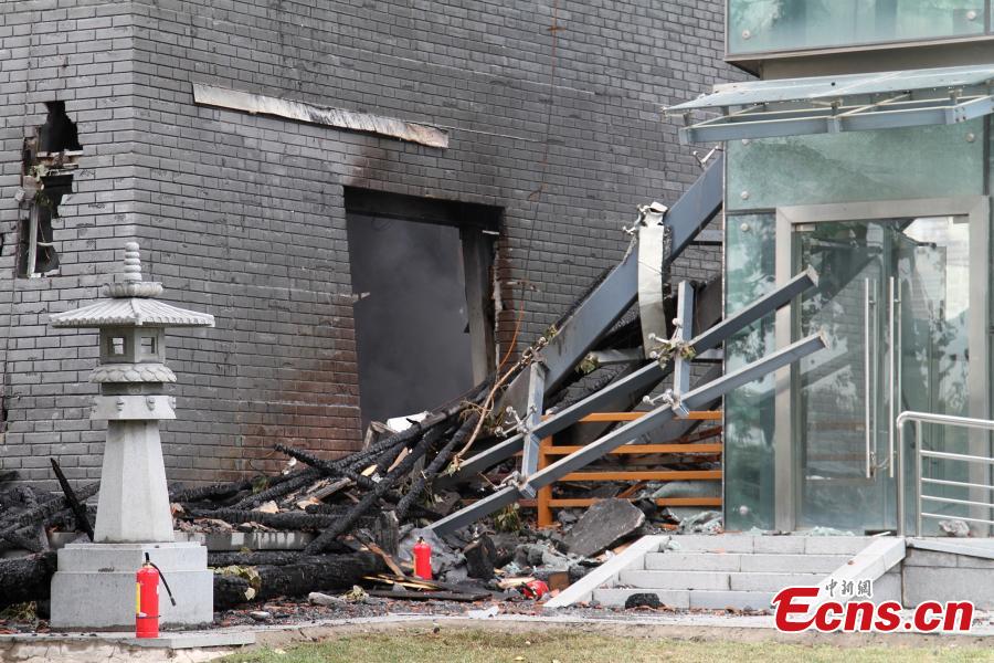 Ancient building replica destroyed by fire