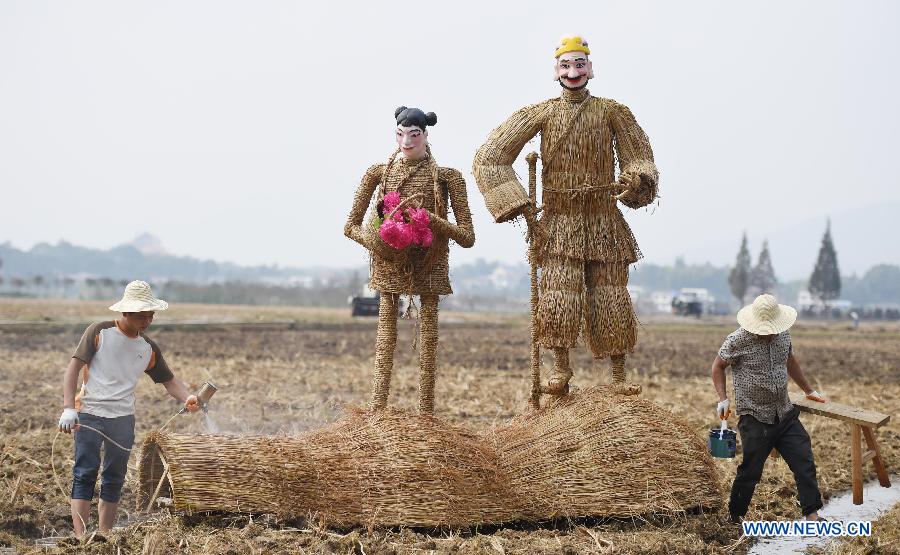 In pics: straw installations created by local villagers