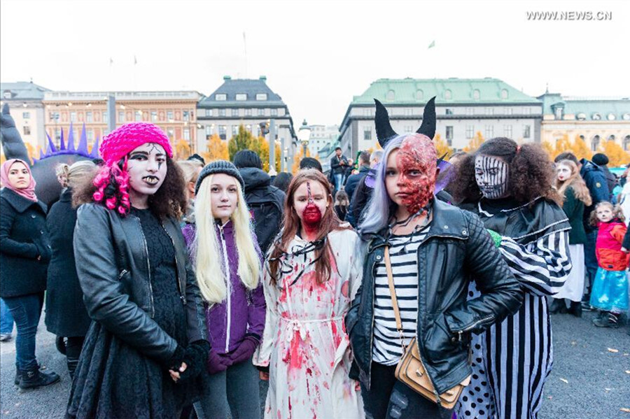 Halloween parade held in Stockholm